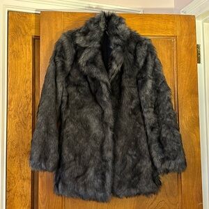 H&M DIVIDED Gunmetal Gray Faux Fur Coat New with Tags